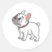 Schattigee grappige staande Franse Bulldog Ronde Sticker (Voorkant)