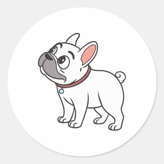 Schattigee grappige staande Franse Bulldog Ronde Sticker (Voorkant)