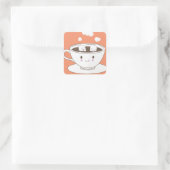 Schattigee grappige suikerklontjes baden in koffie vierkante sticker (Tas)