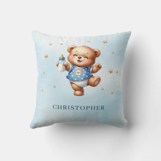 Schattigee grappige teddybeer met baby-flesje kussen (Achterkant)