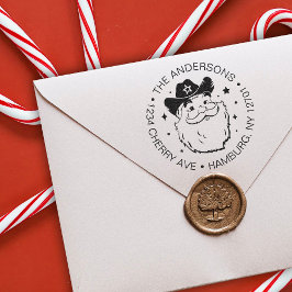 Schattigee Grappige Texas Cowboy Kerstman Kerstmis Zelfinktende Stempel