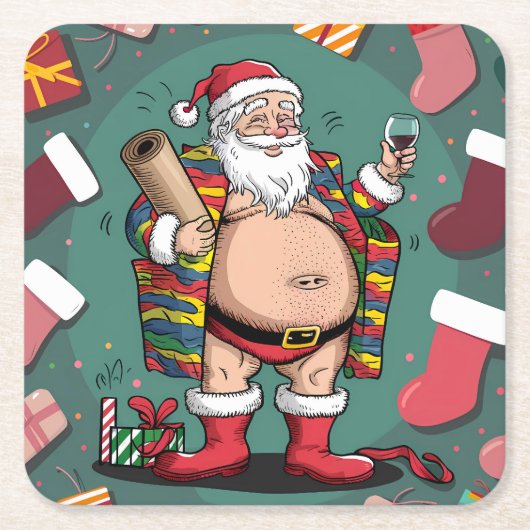 Schattigee grappige vader kerst kartonnen onderzetters (Voorkant)