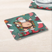 Schattigee grappige vader kerst kartonnen onderzetters (Schuin)