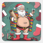 Schattigee grappige vader kerst vierkante sticker (Voorkant)