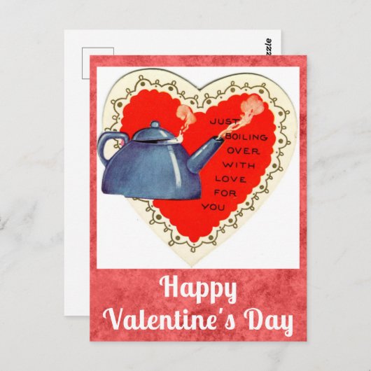 Schattigee Grappige  Valentijnsdag Theepot Briefkaart (Voorkant / Achterkant)