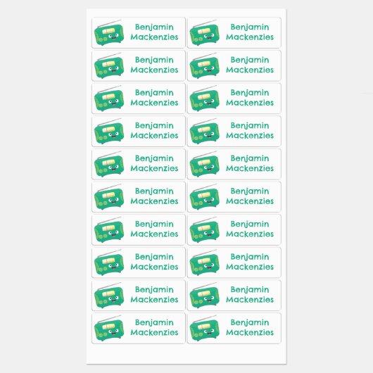 Schattigee grappige vrolijke retro radio cartoon g labels (Vel)
