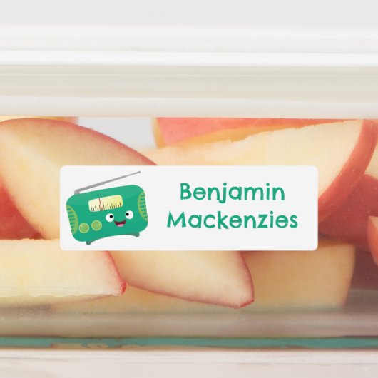 Schattigee grappige vrolijke retro radio cartoon g labels (Aangebracht)