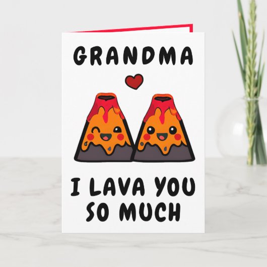 Schattigee Grappige Vulkaan Lava Grootmoeder Happy Bedankkaart (Voorkant)