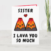 Schattigee Grappige Vulkaan Lava Zuster Happy Birt Bedankkaart (Voorkant)