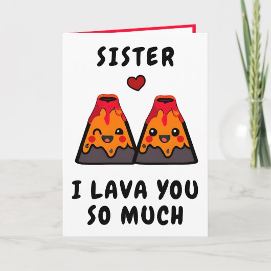 Schattigee Grappige Vulkaan Lava Zuster Happy Birt Bedankkaart (Voorkant)