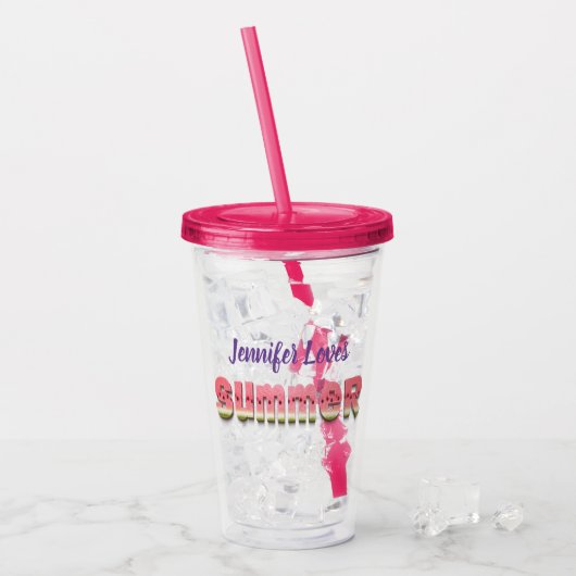 Schattigee grappige watermeloen zomer humor typogr acryl drinkbeker (Voorkant ijs)