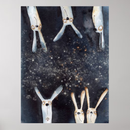 Schattigee grappige waterverf haes abstract ontwer poster