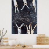 Schattigee grappige waterverf haes abstract ontwer poster (Keuken)