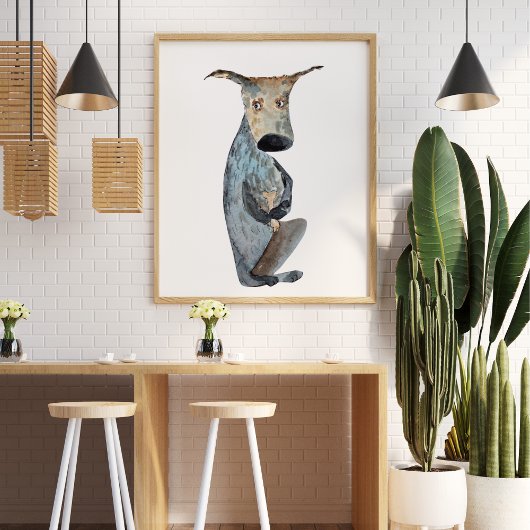 Schattigee grappige waterverf hond illustratie dec poster