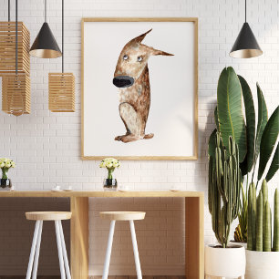 Schattigee grappige waterverf hond illustratie dec poster