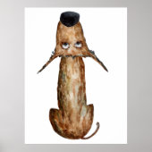 Schattigee grappige waterverf hond illustratie dec poster (Voorkant)
