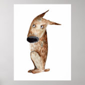 Schattigee grappige waterverf hond illustratie dec poster (Voorkant)
