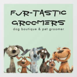 Schattigee Grappige Waterverf Hondentrimmers Bouti Raamsticker