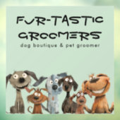 Schattigee Grappige Waterverf Hondentrimmers Bouti Raamsticker (Vel 3)