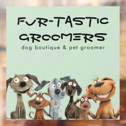 Schattigee Grappige Waterverf Hondentrimmers Bouti Raamsticker (Vel 2)