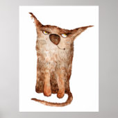 Schattigee grappige waterverf kattenillustratie de poster (Voorkant)