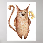 Schattigee grappige waterverf kattenillustratie de poster (Voorkant)