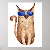 Schattigee grappige waterverf kattenillustratie de poster (Voorkant)