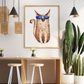 Schattigee grappige waterverf kattenillustratie de poster