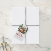 Schattigee grappige waterverf peperkoek winterbos cadeaulabel (Met Touw)
