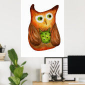 Schattigee grappige waterverf uil illustratie deco poster (Thuiskantoor)