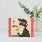 Schattigee grappige woordspeling Katten en Cafeïne Briefkaart (Staand voorkant)