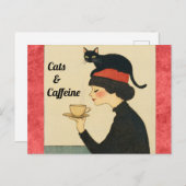 Schattigee grappige woordspeling Katten en Cafeïne Briefkaart (Voorkant / Achterkant)