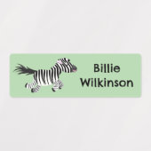 Schattigee grappige zebra running cartoon geperson labels (Design 1)