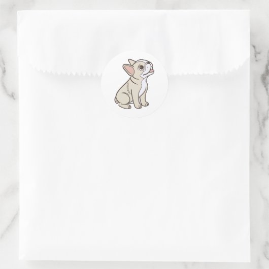 Schattigee grappige zittende Franse Bulldog Ronde Sticker (Tas)