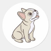 Schattigee grappige zittende Franse Bulldog Ronde Sticker (Voorkant)