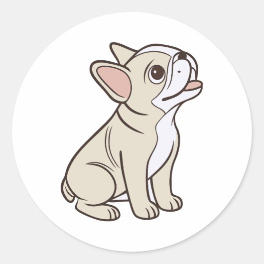 Schattigee grappige zittende Franse Bulldog Ronde Sticker (Voorkant)
