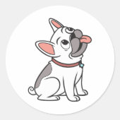 Schattigee grappige zittende single Franse Bulldog Ronde Sticker (Voorkant)