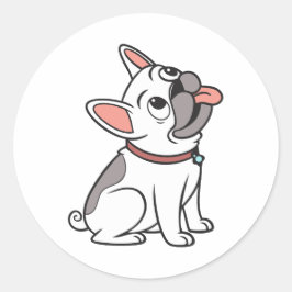 Schattigee grappige zittende single Franse Bulldog Ronde Sticker