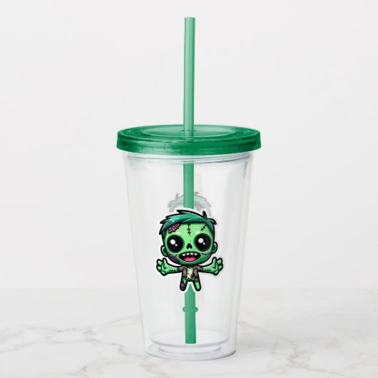 Schattigee, grappige zombie acryl drinkbeker (Voorkant)