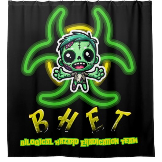 Schattigee, grappige zombie douchegordijn (Voorkant)