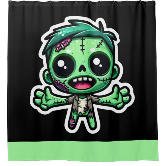 Schattigee, grappige zombie douchegordijn (Voorkant)