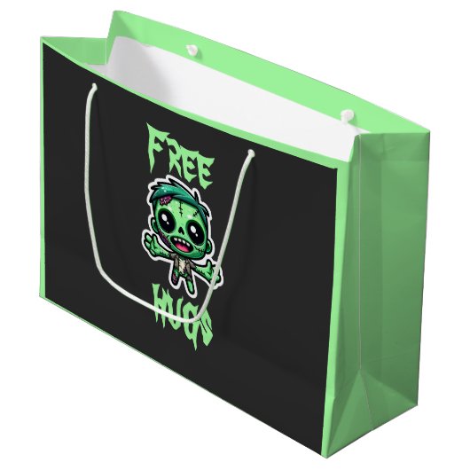 Schattigee, grappige zombie groot cadeauzakje (Voorkant Gekanteld)