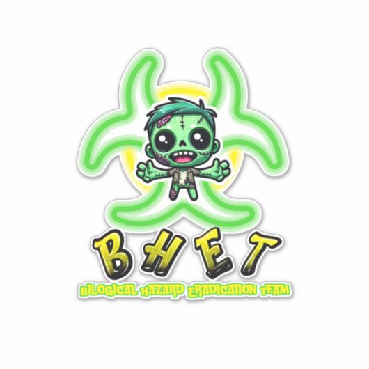 Schattigee, grappige zombie sticker (Voorkant)