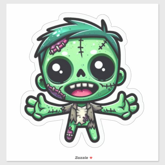 Schattigee, grappige zombie sticker (Vel)