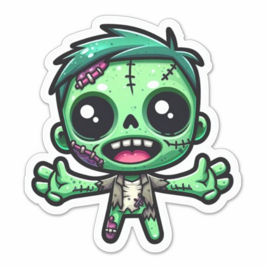 Schattigee, grappige zombie sticker (Voorkant)