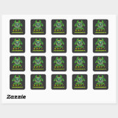 Schattigee, grappige zombie vierkante sticker (Vel)