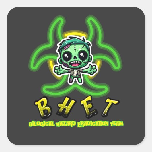 Schattigee, grappige zombie vierkante sticker (Voorkant)