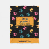 Schattigee grappige zwarte kattenpoot fleece deken (Voorkant)