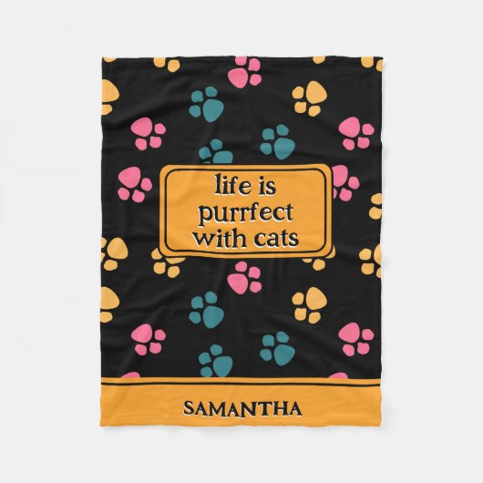 Schattigee grappige zwarte kattenpoot fleece deken (Voorkant)