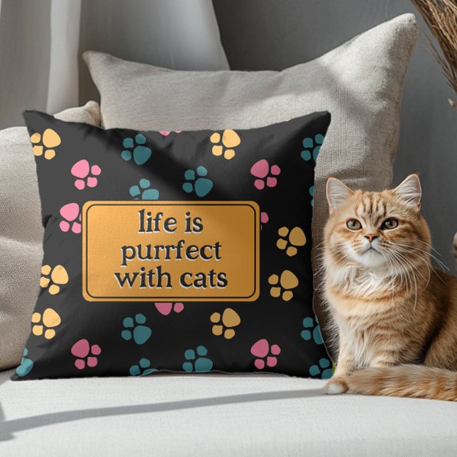 Schattigee grappige zwarte kattenpoot kussen (Creator heeft geüpload)